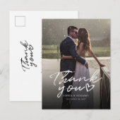 Moderne foto met handschrift bruiloft Bedankt Briefkaart (Voorkant / Achterkant)