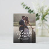 Moderne foto met handschrift bruiloft Bedankt Briefkaart (Staand voorkant)