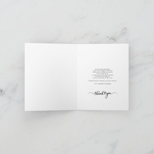 Moderne foto met handschrift bruiloft Bedankt Notitiekaartje (Binnen)