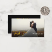 Moderne foto met handschrift bruiloft Bedankt Notitiekaartje (Voorkant / Achterkant in situ)