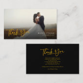 Moderne foto met handschrift bruiloft Bedankt Notitiekaartje (Voorkant / Achterkant)