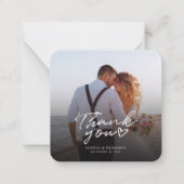 Moderne foto met handschrift bruiloft Bedankt Notitiekaartje (Voorkant)