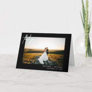 Moderne foto met handschrift Hartelijk dank zwart Bedankkaart