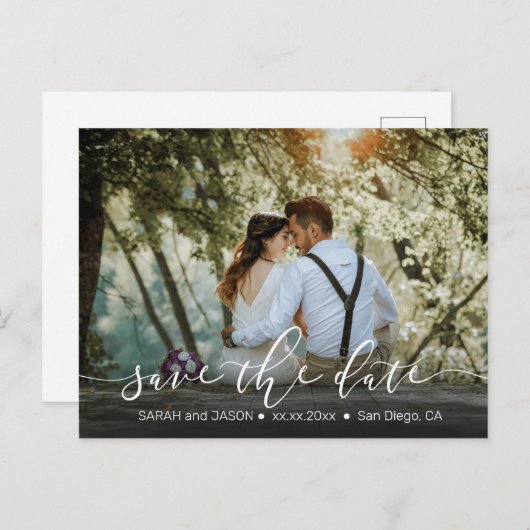 moderne foto met handschrift om de datum op te sla briefkaart (Voorkant / Achterkant)