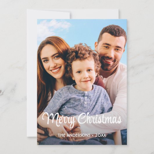 Moderne foto met kerstcadeauscript feestdagenkaart (Voorkant)