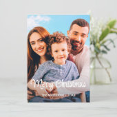 Moderne foto met kerstcadeauscript feestdagenkaart (Staand voorkant)