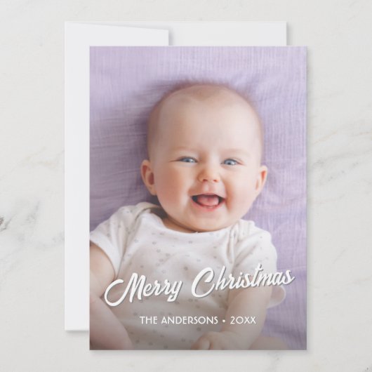 Moderne foto met kerstcadeauscript feestdagenkaart (Voorkant)