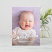 Moderne foto met kerstcadeauscript feestdagenkaart (Staand voorkant)