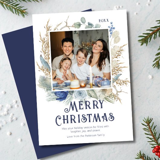 Moderne foto met kerstscript Boho Floral