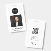 Moderne foto met logo | Aangepaste werknemersnaam Badge (Voor- en achterkant)