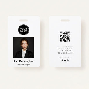 Moderne foto met logo   Aangepaste werknemersnaam Badge