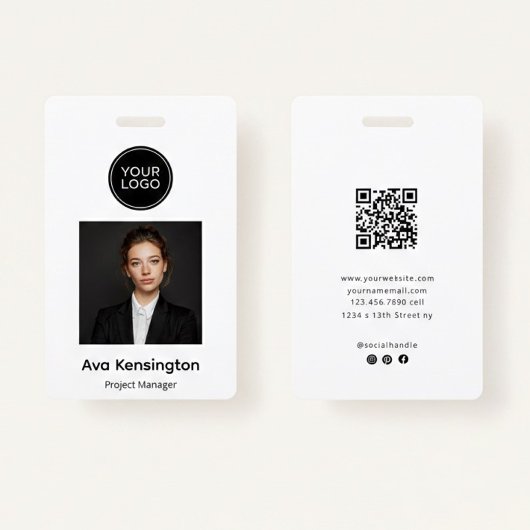 Moderne foto met logo | Aangepaste werknemersnaam Badge
