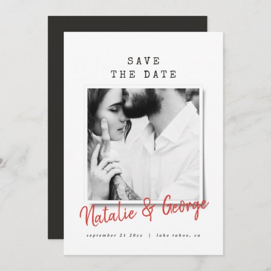 Moderne  foto met minimale kerstmis feestdagenkaart (Voorkant / Achterkant)