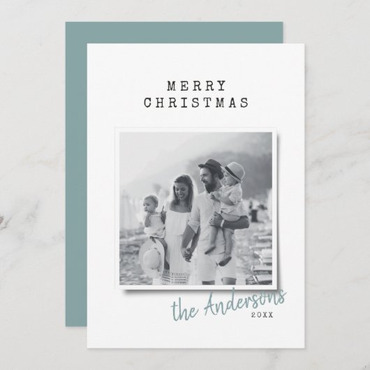 Moderne foto met minimale kerstmis feestdagenkaart (Voorkant / Achterkant)