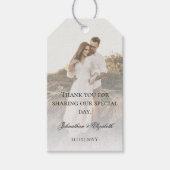 Moderne foto met overlay bruiloft cadeaulabel (Voorkant)