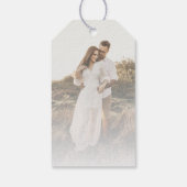 Moderne foto met overlay bruiloft cadeaulabel (Achterkant)