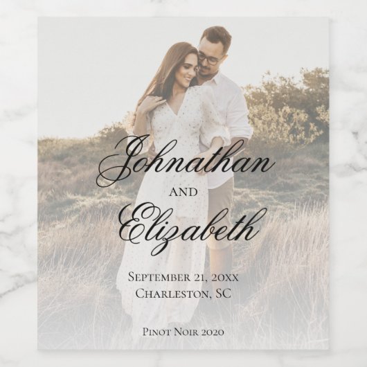 Moderne foto met overlay bruiloft wijn etiket (Enkel label)