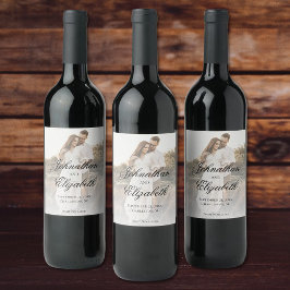 Moderne foto met overlay bruiloft wijn etiket