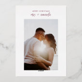 Moderne foto met prettige kerstfeestdag folie feestdagenkaart (Achterkant)