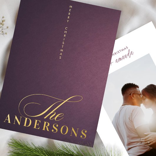 Moderne foto met prettige kerstfeestdag folie feestdagenkaart