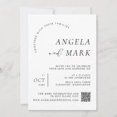 Moderne foto met QR-code Zwart & Wit Bruiloft Kaart (Voorkant)