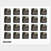 Moderne foto met zwarte overlay bruiloft gunst vierkante sticker (Vel)