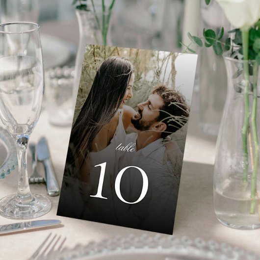 Moderne foto met zwarte overlay bruiloft kaart