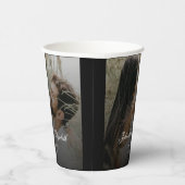 Moderne foto met zwarte overlay bruiloft papieren bekers (Rechts)