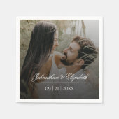 Moderne foto met zwarte overlay bruiloft servet (Voorkant)