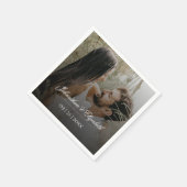 Moderne foto met zwarte overlay bruiloft servet (Hoek)