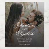 Moderne foto met zwarte overlay bruiloft wijn etiket (Enkel label)