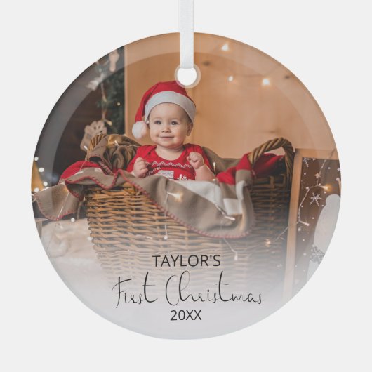 Moderne foto Mijn eerste kerstglas Ornament (Voorkant)