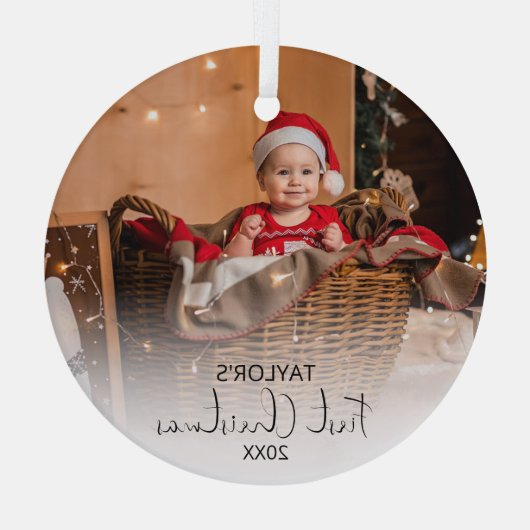 Moderne foto Mijn eerste kerstglas Ornament (Achterkant)