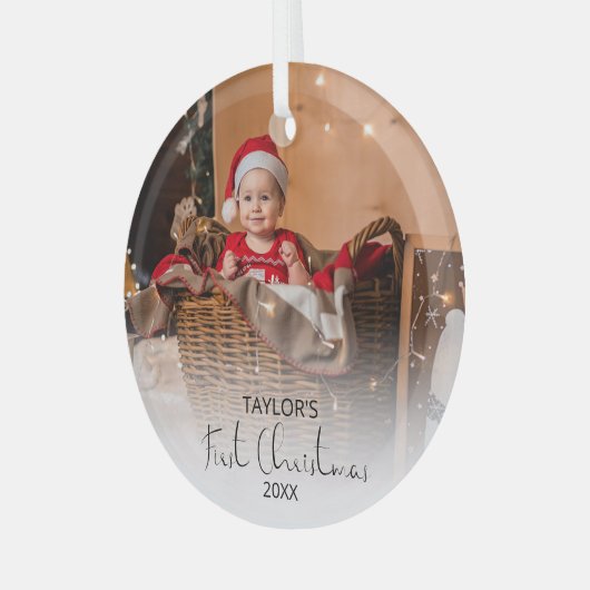 Moderne foto Mijn eerste kerstglas Ornament (Voorkant links)