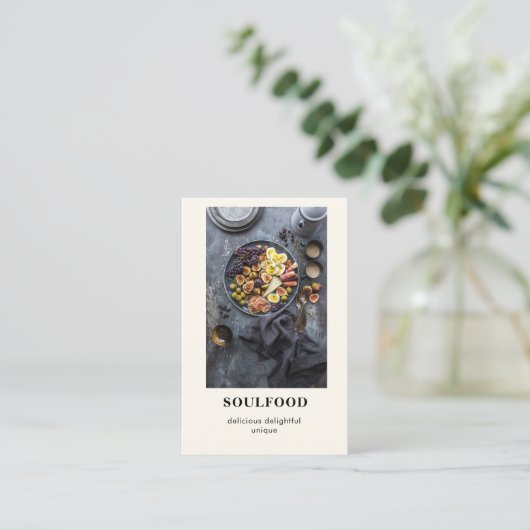 Moderne foto Minimal Beige Visitekaartje (Staand voorkant)