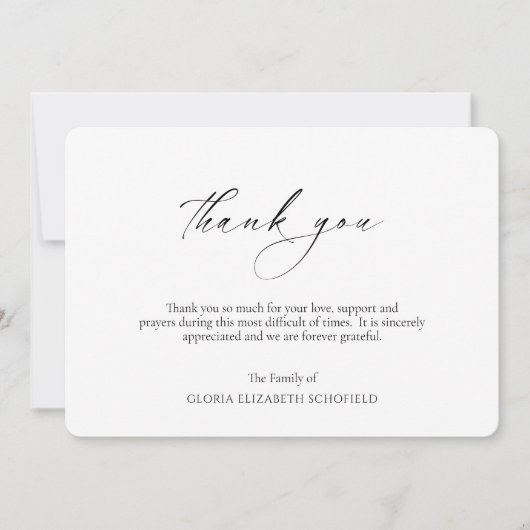 Moderne foto minimale elegante begrafenis bedankkaart (Voorkant)