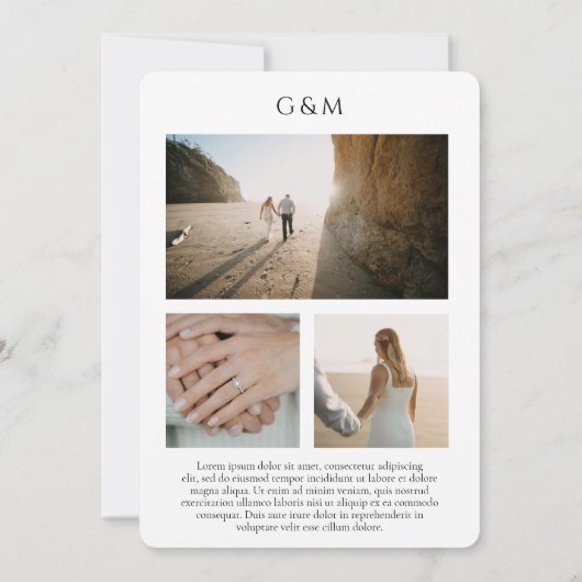 Moderne foto minimale elegante bruiloft save the date (Achterkant)