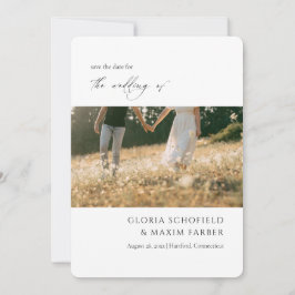 Moderne foto minimale elegante bruiloft save the date