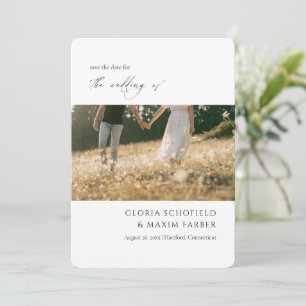 Moderne foto minimale elegante bruiloft save the date
