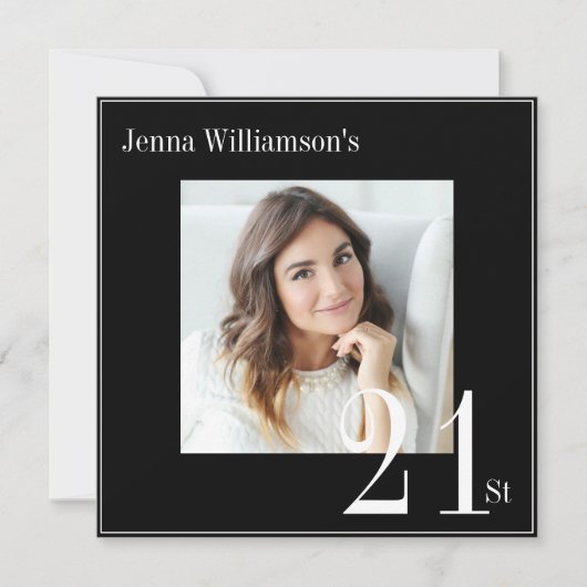 Moderne foto minimale zwart-wit 21e verjaardag kaart (Voorkant)