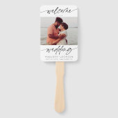 Moderne foto minimalistisch script welkom trouwen handwaaier (Voorkant)