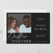 Moderne foto minimalistisch zwarte script kerkbrui save the date (Voorkant)