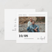 Moderne foto minimalistische aangifte van huwelijk kaart (Voorkant / Achterkant)