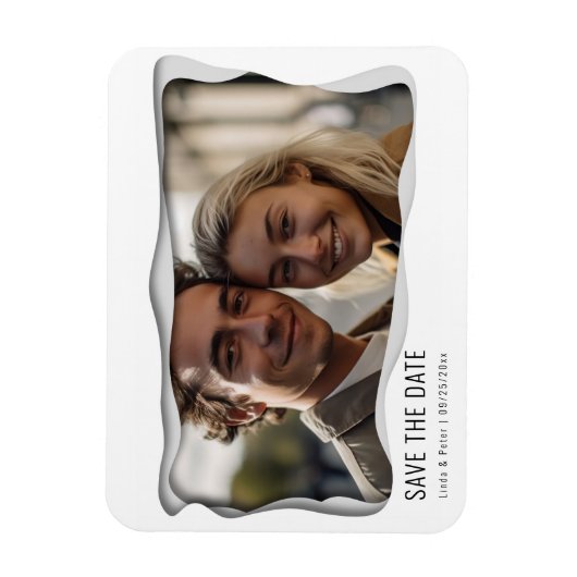 Moderne foto minimalistische bruiloft Bewaar de da Magneet (Verticaal)