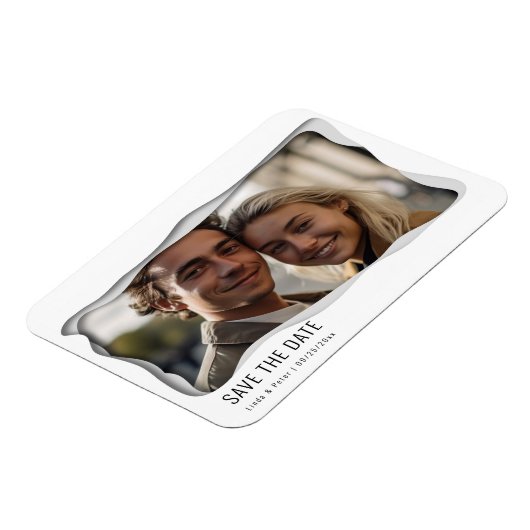 Moderne foto minimalistische bruiloft Bewaar de da Magneet (Linkerzijde)