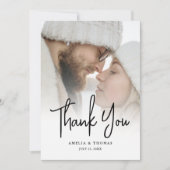 Moderne foto minimalistische bruiloft dank u kaart (Voorkant)