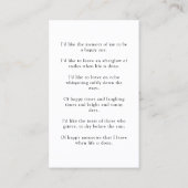 Moderne foto minimalistische memorial gebedskaart visitekaartje (Achterkant)