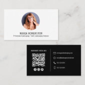 Moderne foto minimalistische QR-code sociale media Visitekaartje (Voorkant / Achterkant)