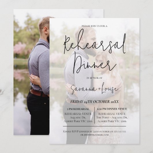 Moderne foto minimalistische repetitie diner kaart (Voorkant / Achterkant)