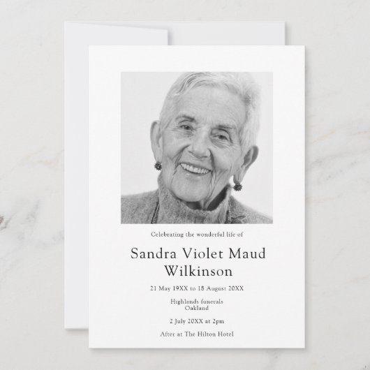 Moderne foto minimalistische viering van het leven kaart (Voorkant)